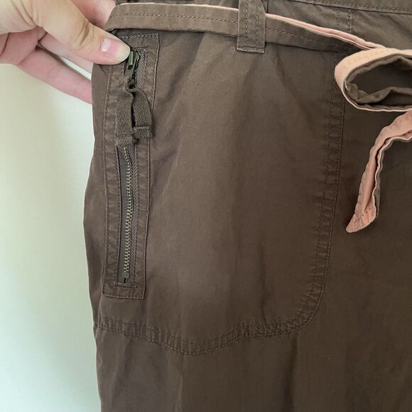 Vtg Y2k Old Navy Brown Low Rise Authentic Cargo Cropped Womens Sz 20 Drawstring - Picture 5 of 9